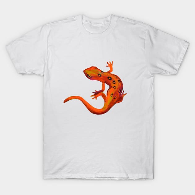 Eastern Newts Orange on Blue by Robert Phelps T-Shirt by RobertPhelpsArt